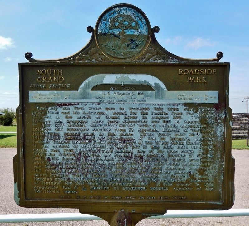 South Grand Stage Station Marker (<i>east side</i>). Click for full size. South Grand Stage Station Marker (<i>east side</i>) image. Click for full size.