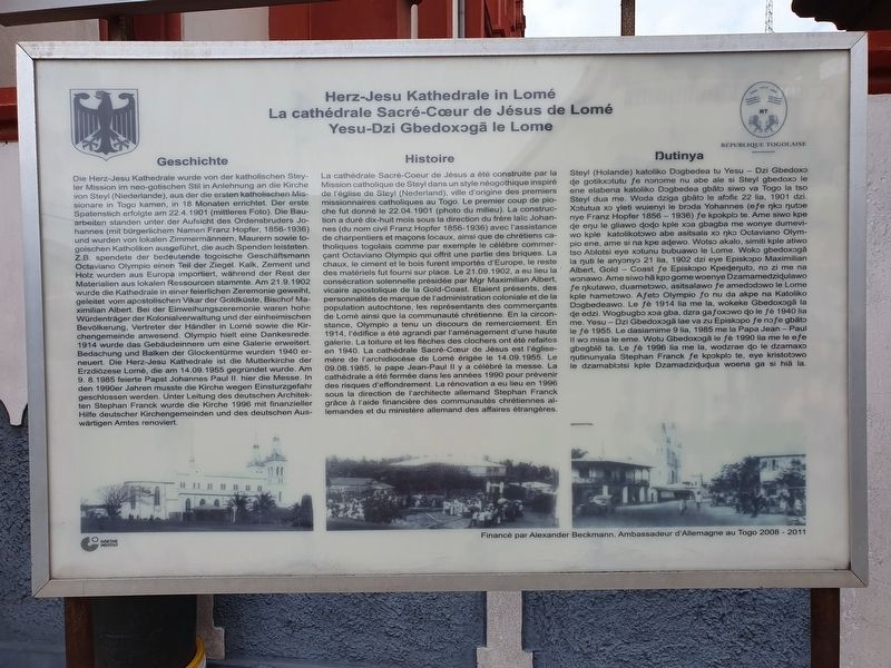 The Sacred Heart of Jesus of Lomé Cathedral Historical Marker