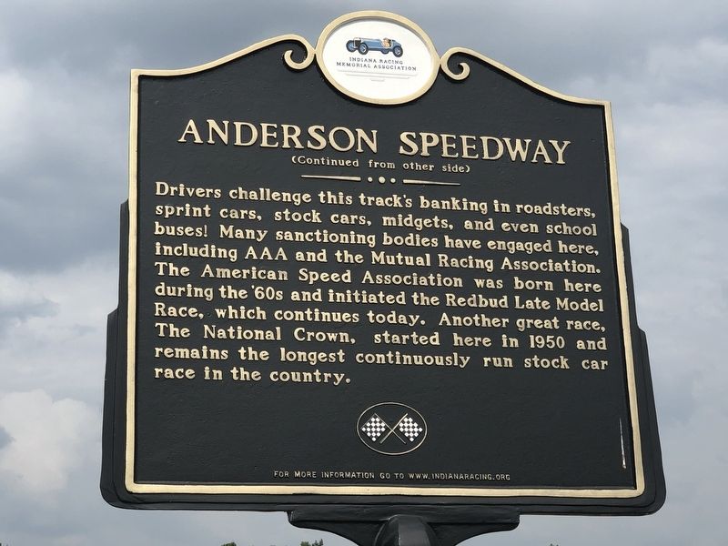 Anderson Speedway Marker, Side Two image. Click for full size.