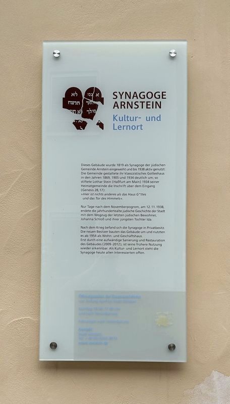 Synagoge Arnstein / Arnstein Synagogue Marker image. Click for full size.