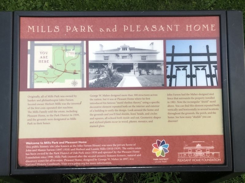Mills Park and Pleasant Home Marker. Click for full size. Mills Park and Pleasant Home Marker image. Click for full size.