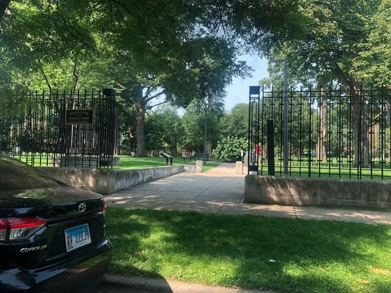 Mills park southeast entrance on Home Avenue. Click for full size. Mills park southeast entrance on Home Avenue image. Click for full size.