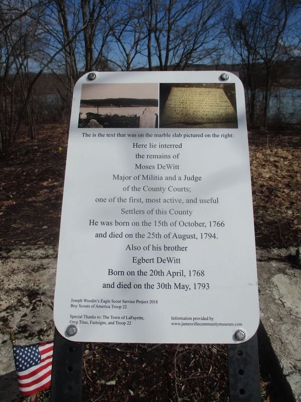 Moses Dewitt Gravesite plaque March 2019 image. Click for full size.