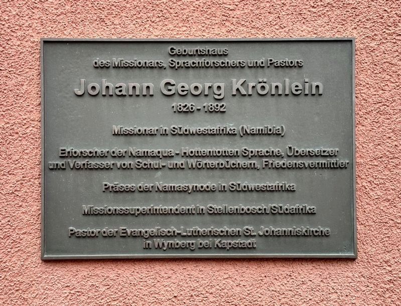 Johann Georg Kr�nlein Marker image. Click for full size.
