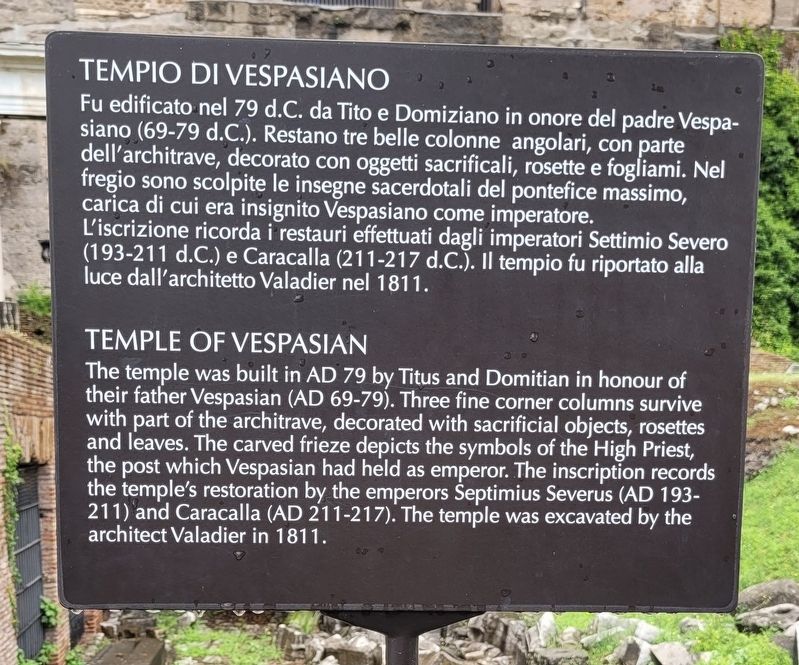 Tempio di Vespasiano / Temple of Vespasian Marker image. Click for full size.