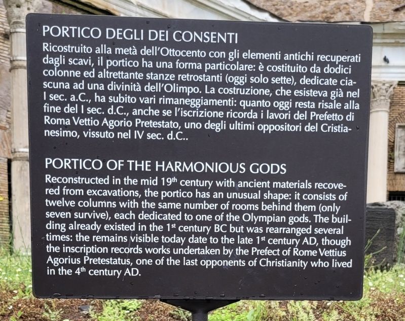 Portico Degli dei Consenti / Portico of the Harmonious Gods Marker image. Click for full size.
