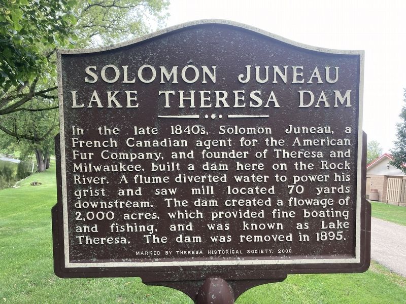 Solomon Juneau Lake Theresa Dam Marker image. Click for full size.