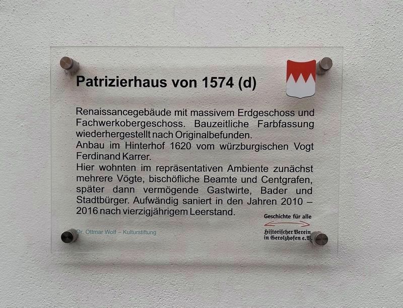 Patrizierhaus von 1574 / Patrician House from 1574 Marker image. Click for full size.