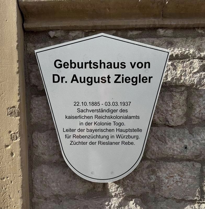 Birthplace of Dr. August Ziegler Marker image. Click for full size.