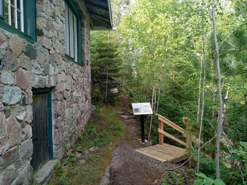 The Trapper Shack Marker on the north side of the Chik-Wauk Museum image. Click for full size.