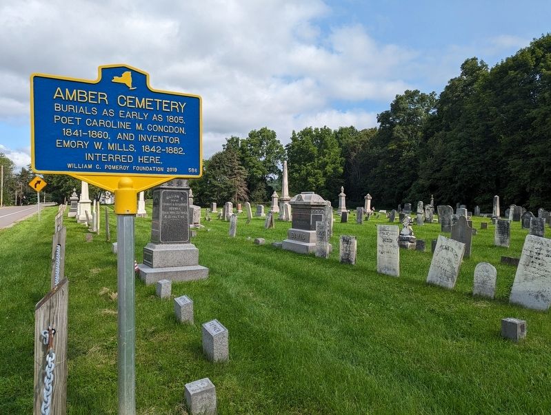 Amber Cemetery Marker Northbound on Otisco Valley Road image. Click for full size.