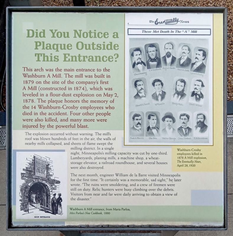 Did You Notice a Plaque Outside This Entrance? Marker image. Click for full size.