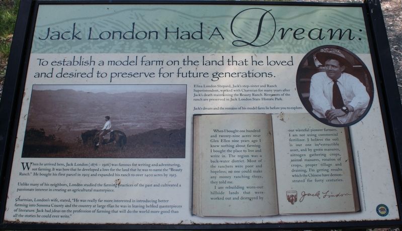 Jack London Had A Dream Marker. Click for full size. Jack London Had A Dream Marker image. Click for full size.