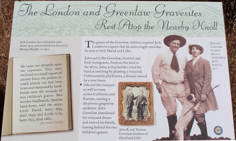 The London and Greenlaw Gravesites Marker. Click for full size. The London and Greenlaw Gravesites Marker image. Click for full size.
