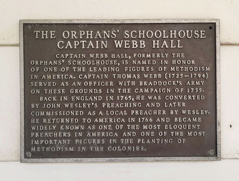 The Orphans' Schoolhouse Captain Webb Hall Marker. Click for full size. The Orphans' Schoolhouse Captain Webb Hall Marker image. Click for full size.