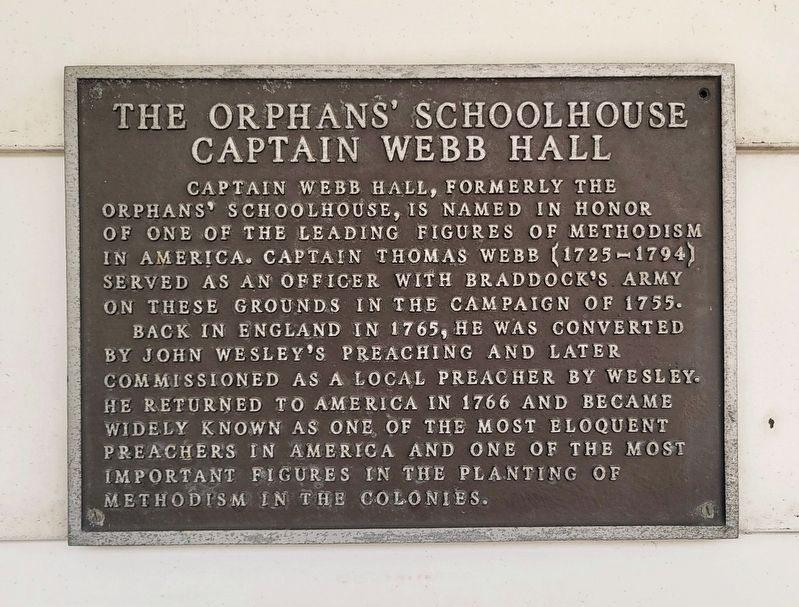 The Orphans' Schoolhouse Captain Webb Hall Marker image. Click for full size.