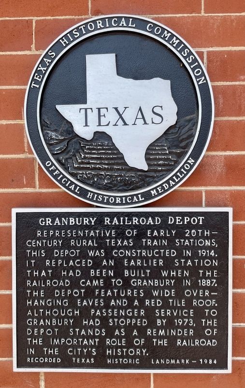 Granbury Railroad Depot Marker image. Click for full size.