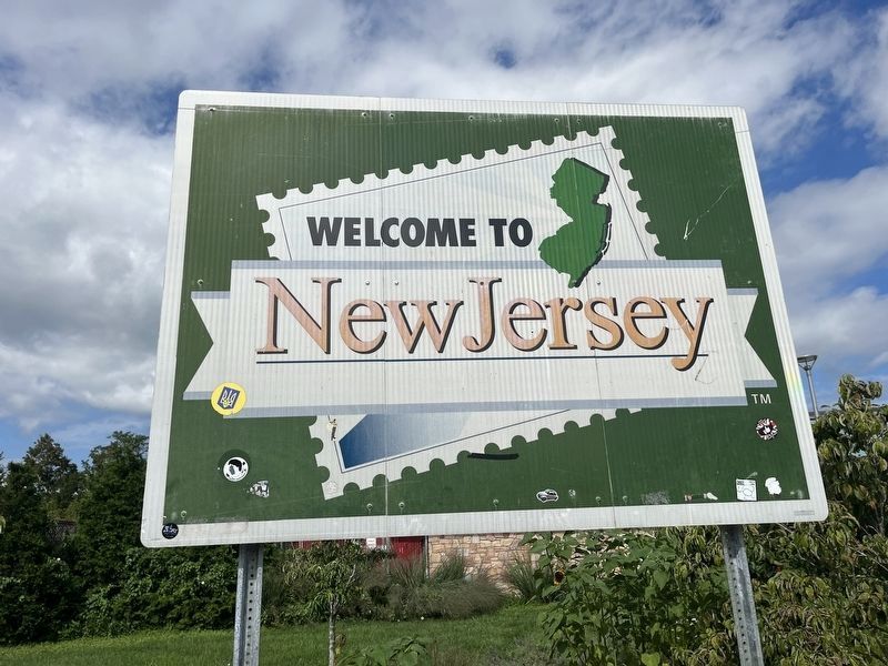 Welcome to New Jersey sign on the grounds of the Welcome Center. Click for full size. Welcome to New Jersey sign on the grounds of the Welcome Center image. Click for full size.