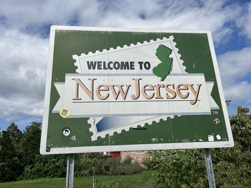 Welcome to New Jersey sign on the grounds of the Welcome Center image. Click for full size.