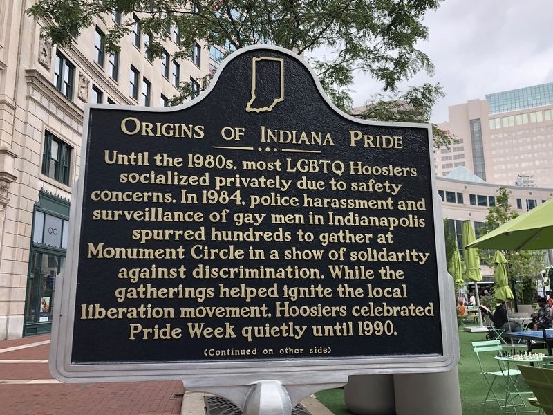 Origins of Indiana Pride side of marker image. Click for full size.