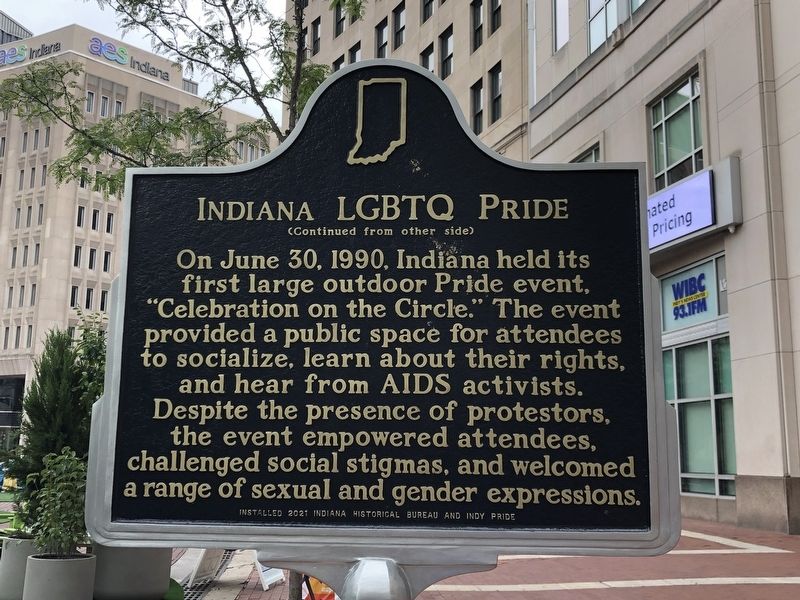 Indiana LGBTQ Pride side of marker image. Click for full size.
