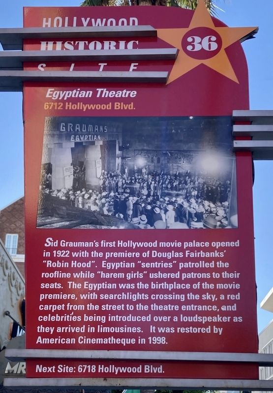 Egyptian Theatre Marker. Click for full size. Egyptian Theatre Marker image. Click for full size.