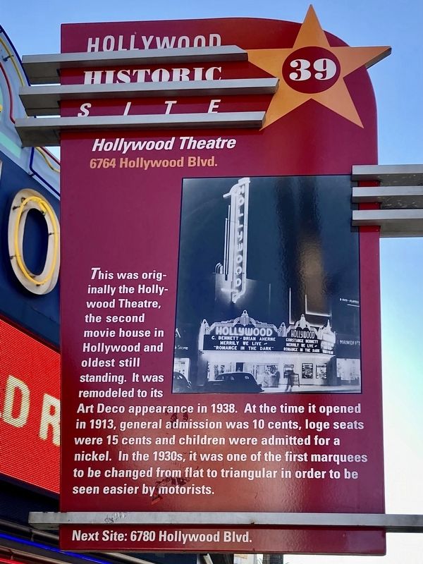 Hollywood Theatre Marker image. Click for full size.