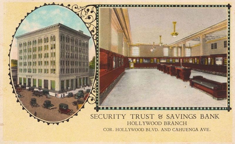 Security Trust & Savings Bank, Hollywood Branch, cor. Hollywood Blvd. and Cahuenga Ave. image. Click for full size.