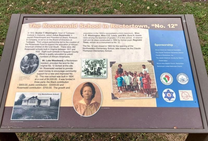 The Rosenwald School in Rectortown, "No. 12" Marker image. Click for full size.