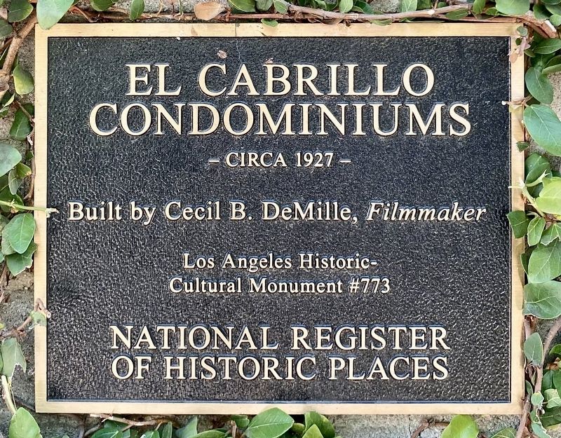 El Cabrillo Condominiums Marker. Click for full size. El Cabrillo Condominiums Marker image. Click for full size.
