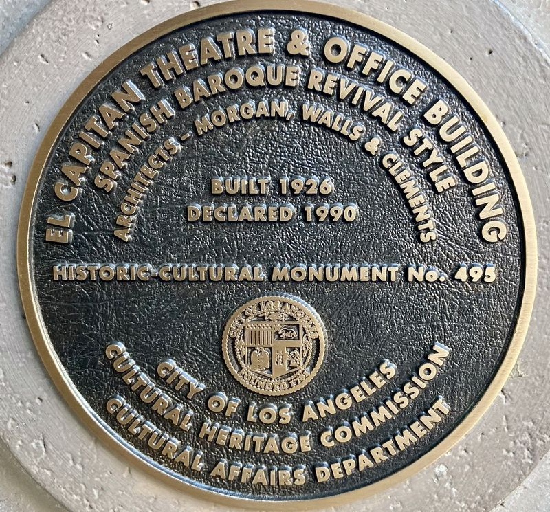 El Capitan Theatre Marker. Click for full size. El Capitan Theatre Marker image. Click for full size.