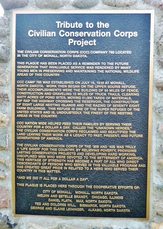 Tribute to the Civilian Conservation Corps Project Marker image. Click for full size.