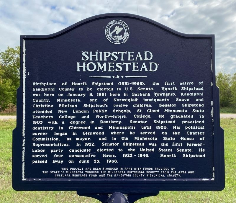 Shipstead Homestead Marker image. Click for full size.