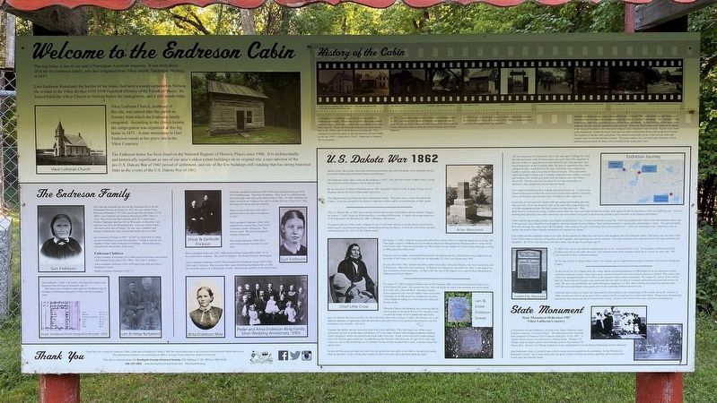 Welcome to the Endreson Cabin Marker. Click for full size. Welcome to the Endreson Cabin Marker image. Click for full size.