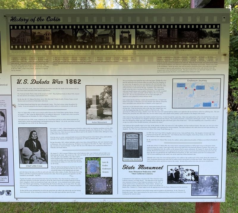 Welcome to the Endreson Cabin Marker. Click for full size. Welcome to the Endreson Cabin Marker image. Click for full size.