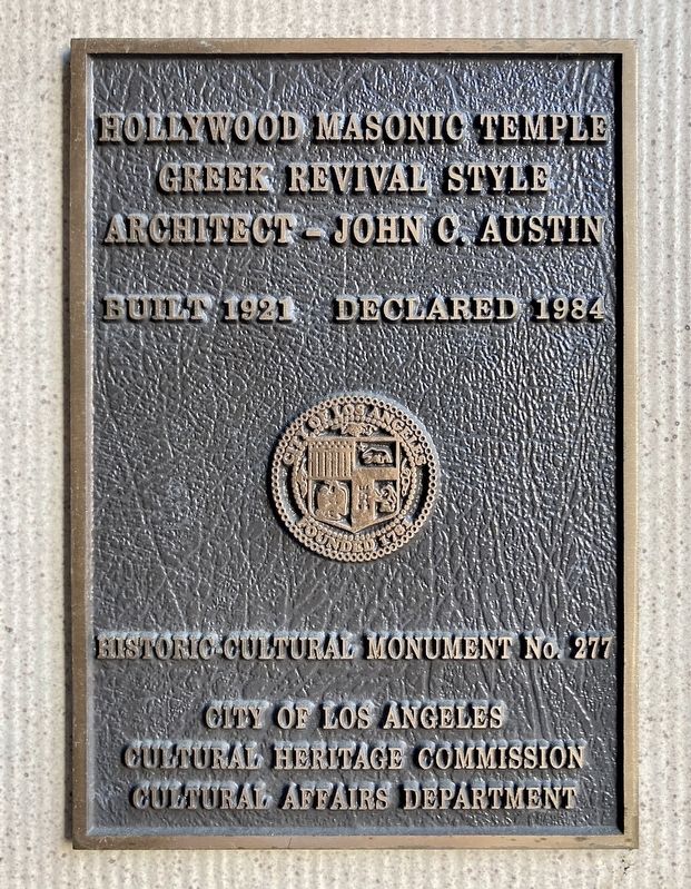 Hollywood Masonic Temple Marker image. Click for full size.