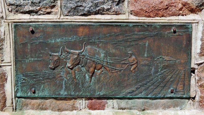 Pioneer Monument: bas-relief sculpture image. Click for full size.