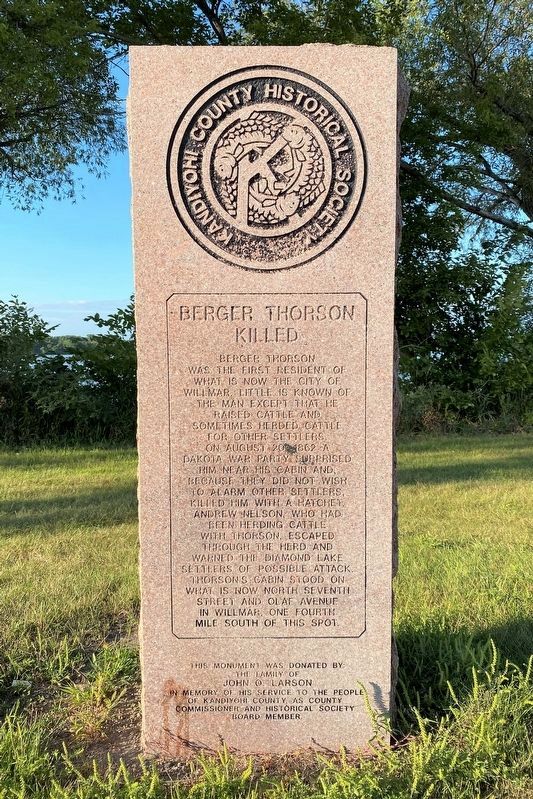 Berger Thorson Killed Marker image. Click for full size.