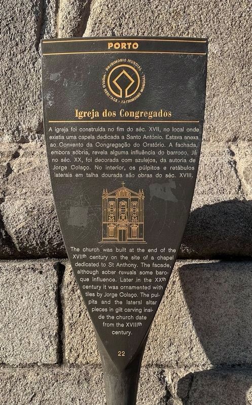 Igreja dos Congregados Marker. Click for full size. Igreja dos Congregados Marker image. Click for full size.