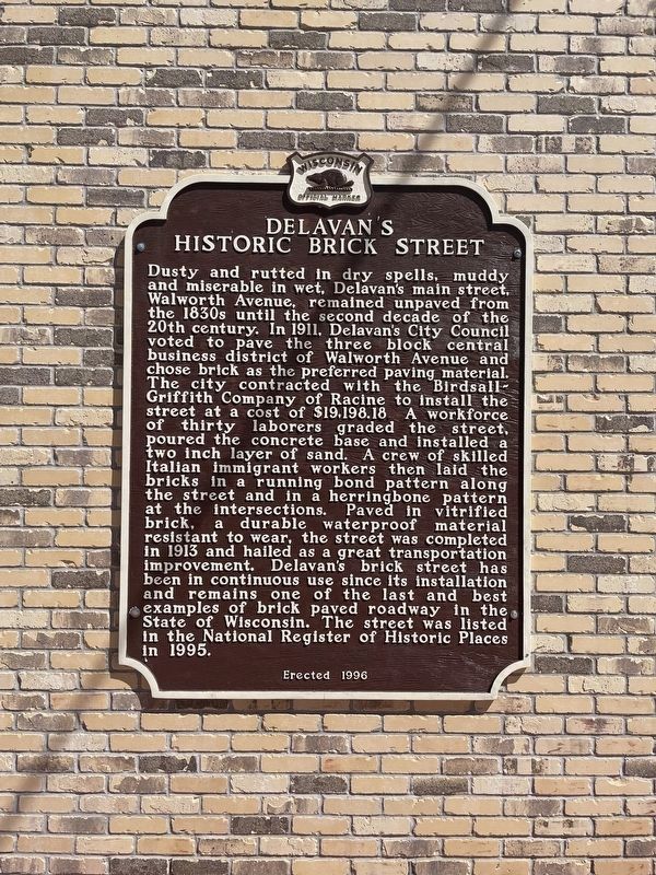 Delavans Historic Brick Street Marker image. Click for full size.
