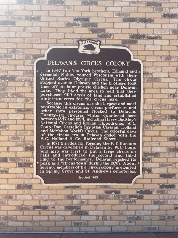 Delavan's Circus Colony Marker image. Click for full size.