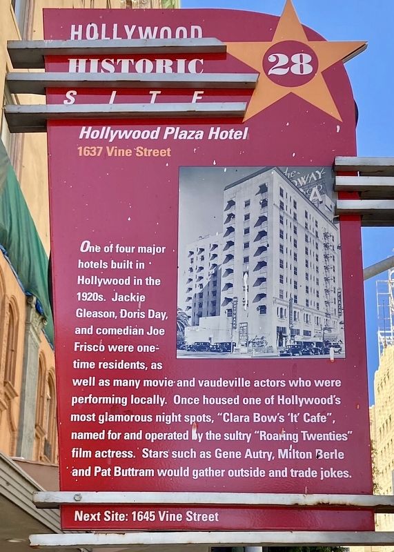 Hollywood Plaza Hotel Marker image. Click for full size.