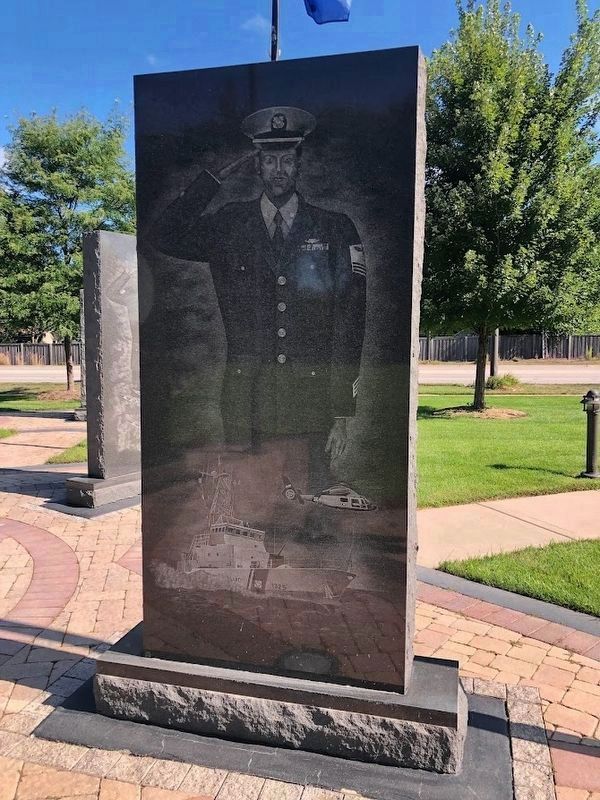 Etching on the front of the Coast Guard monolith at the Streamwood Veterans Memorial image. Click for full size.