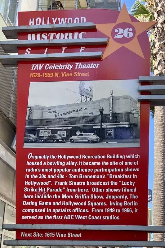TAV Celebrity Theater Marker image. Click for full size.