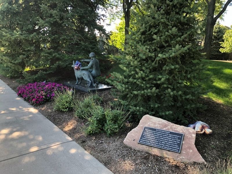 War Dogs statue and 9/11 memorial at the Streamwood Veterans Memorial image. Click for full size.