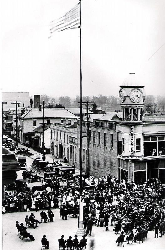 Festivities at the Town Clock in 1917 image. Click for full size.