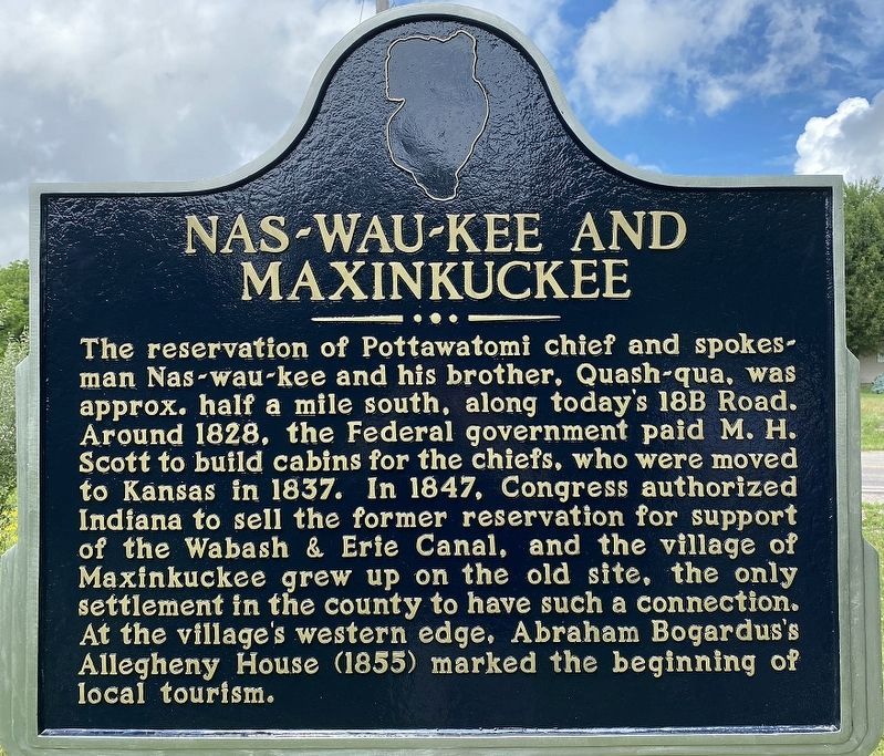 Nas-Wau-Kee and Maxinkuckee side of the marker image. Click for full size.