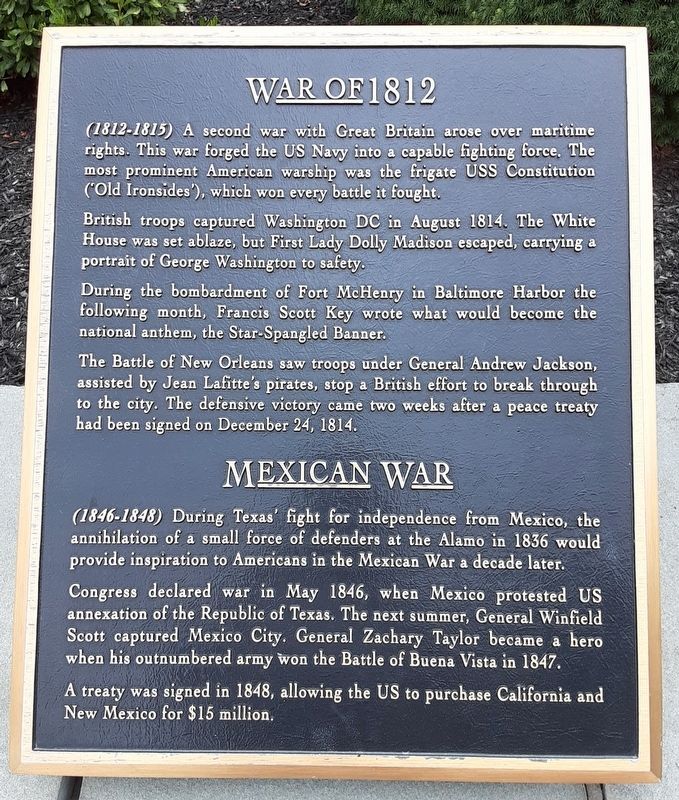 War of 1812 / Mexican War Marker image. Click for full size.