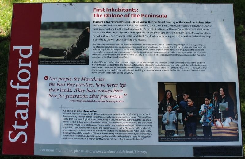 First Inhabitants: The Ohlone of the Peninsula Marker image. Click for full size.