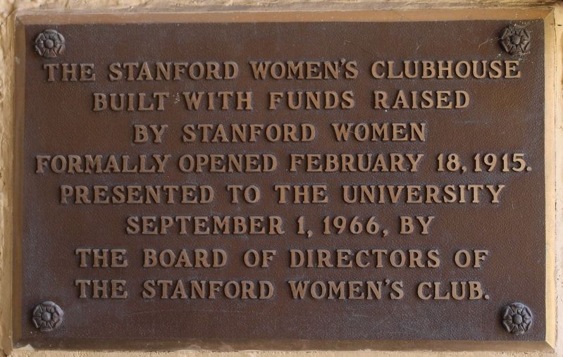 The Stanford Womens Clubhouse Marker image. Click for full size.